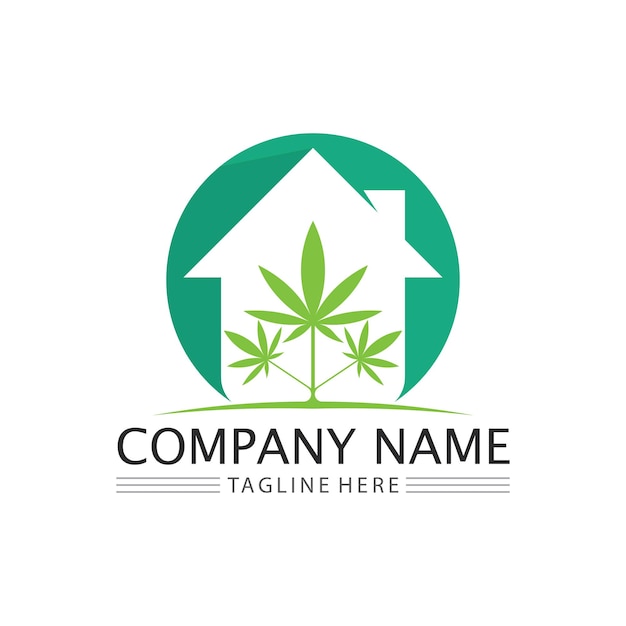 Vector logotipo de cannabis y diseño de vector de icono de hoja de marihuana