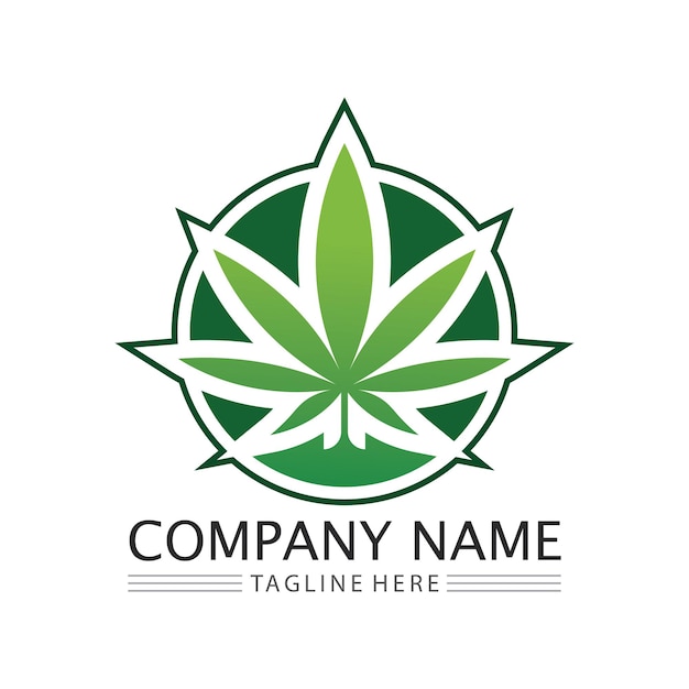 Vector logotipo de cannabis y diseño de vector de icono de hoja de marihuana