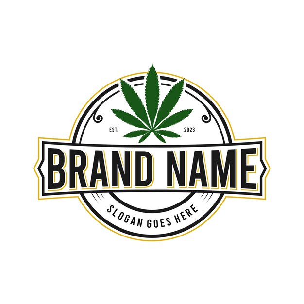 El logotipo del cannabis medicinal es de estilo vintage clásico.