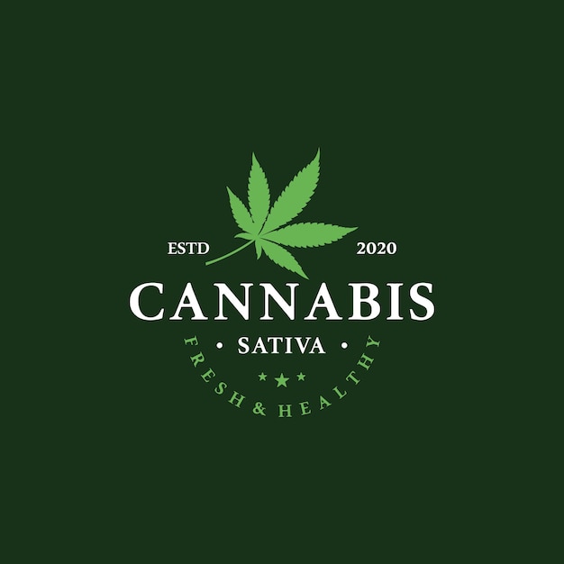 Logotipo de cannabis medicinal de salud de marihuana