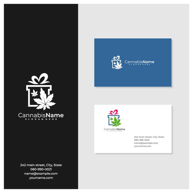 Logotipo de Cannabis de regalo con plantilla de tarjeta de visita Conceptos creativos de diseño de logotipo de Cannabis