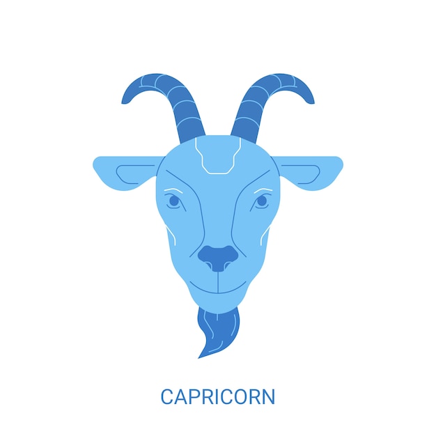 Logotipo de capricornio azul de diseño plano