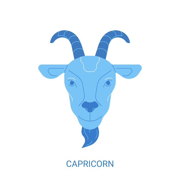 Vector logotipo de capricornio azul de diseño plano