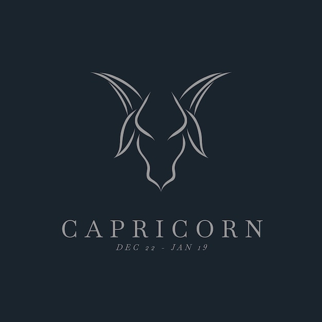 Vector logotipo de capricornio minimalista dibujado a mano