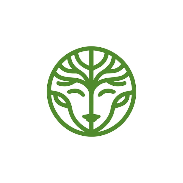 Logotipo de la cara del árbol de líneas