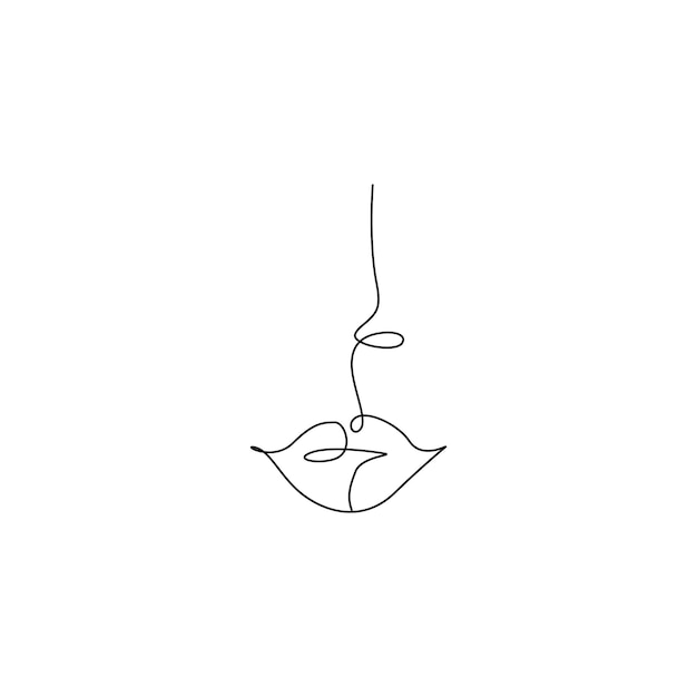 Logotipo de cara de arte de línea para perfume mujer nariz y labios Icono elegante