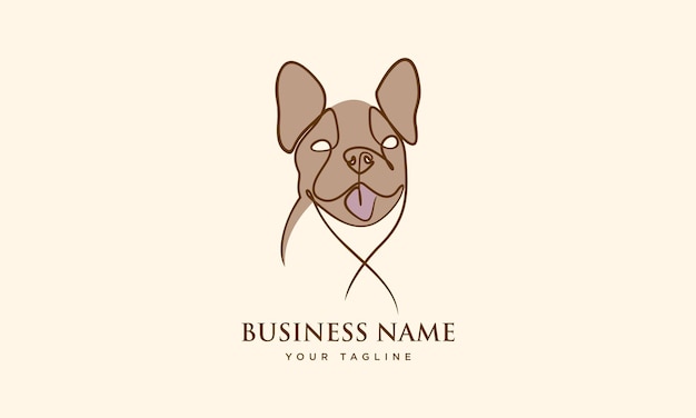 Logotipo de cara de bulldog de arte lineal