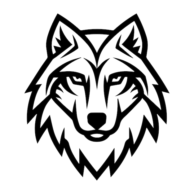 Logotipo de cara de lobo o icono de línea moderna Arte de línea vectorial y diseño de icono con contorno en negrita