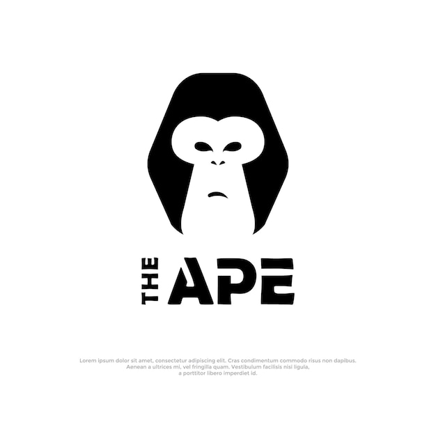 Logotipo de cara de mono simple en blanco y negro dentro de la inicial de la letra A