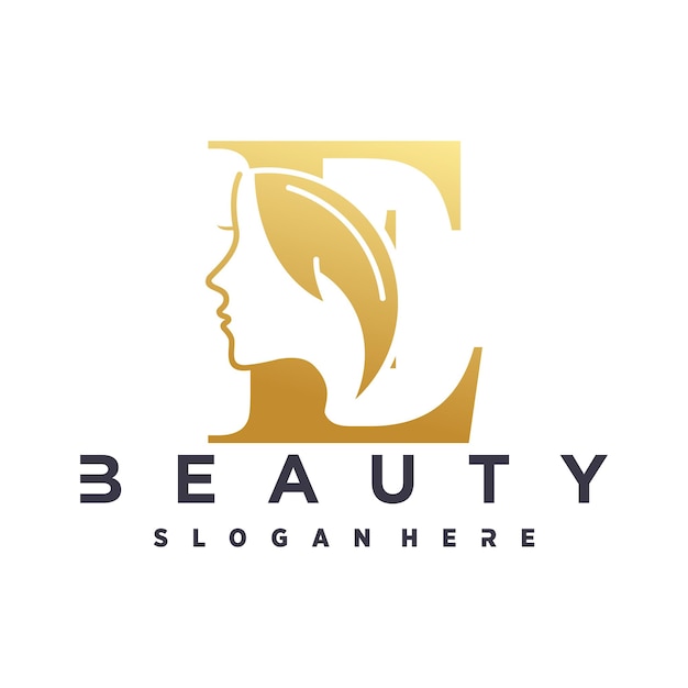 Logotipo De Cara De Mujer En La Letra E Símbolo De Spa De Belleza Con Icono De Cara De Mujer