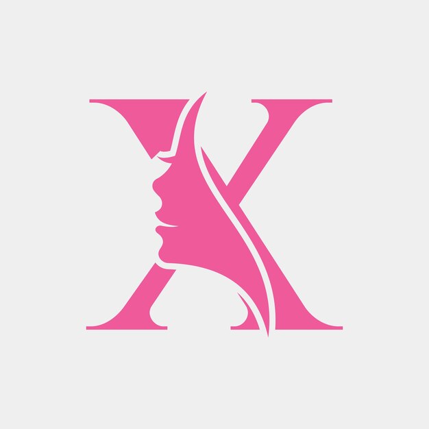 El logotipo de la cara de la mujer en la letra X Símbolo del balneario de belleza con el icono de la rostro de la mujer