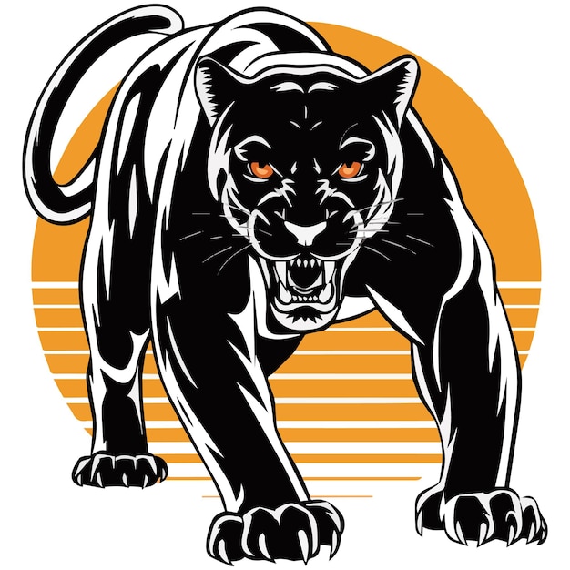 El logotipo de la cara de la Pantera Negra, el icono de la mascota, el vector de personajes de animales salvajes