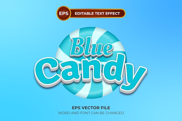 Logotipo de caramelo azul con efecto de texto editable