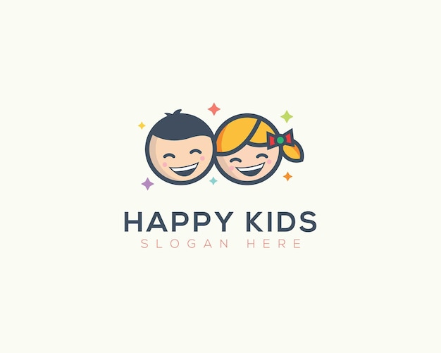 Logotipo de caras de niños felices para empresas