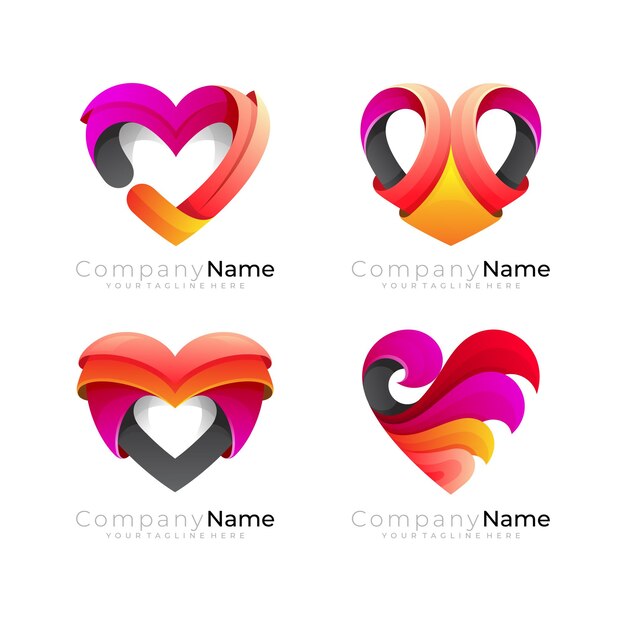 Logotipo de caridad con plantilla de diseño de amor, icono de corazón