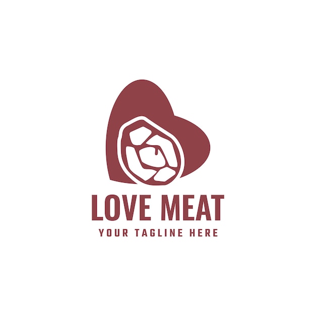 Logotipo de carne y forma de corazón