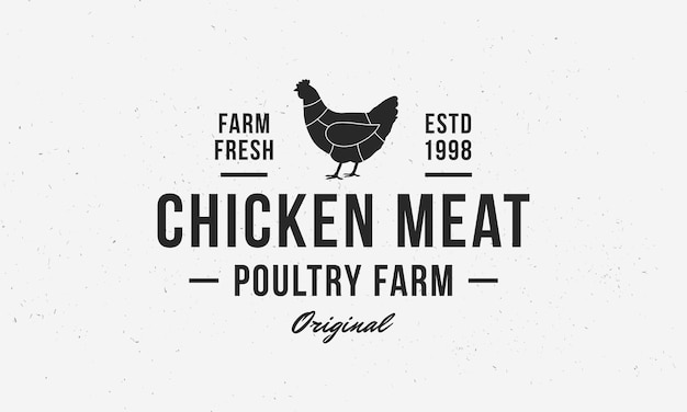 Logotipo de carne de pollo Logotipo de pollo vintage con diagrama de gallina Logotipo del pollo