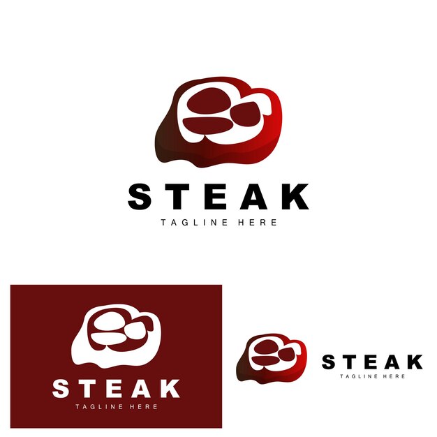 Logotipo de carne de res filete de carne vector parrilla cocina diseño filete restaurante marca plantilla icono