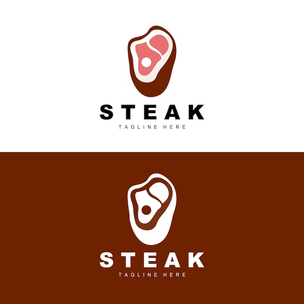 Logotipo de carne de res Filete de carne Vector Parrilla Cocina Diseño Filete Restaurante Marca Plantilla Icono