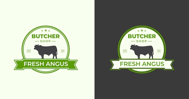 Logotipo de carnicería insignia de carne carne orgánica tienda vector y diseño de etiquetas