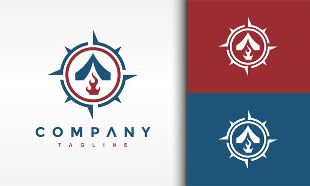 logotipo de la carpa de la fogata de la brújula