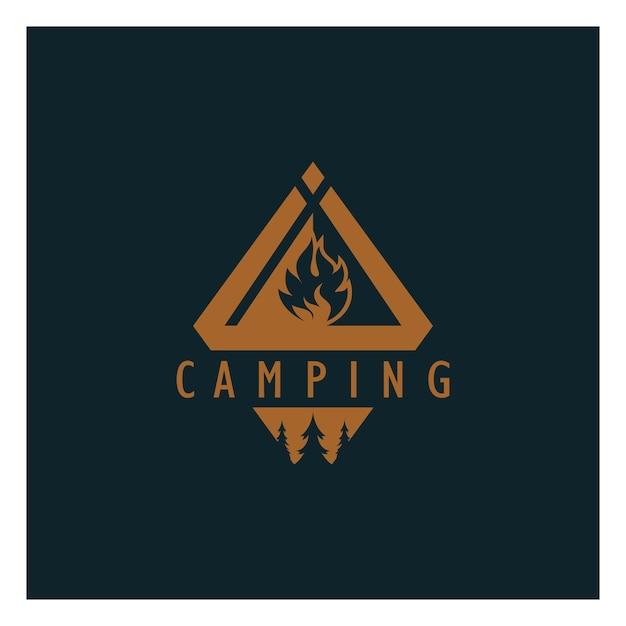 Logotipo de carpa vintage y retro camping Con árbol de carpa y letrero de hoguera aventureros exploradores escaladores