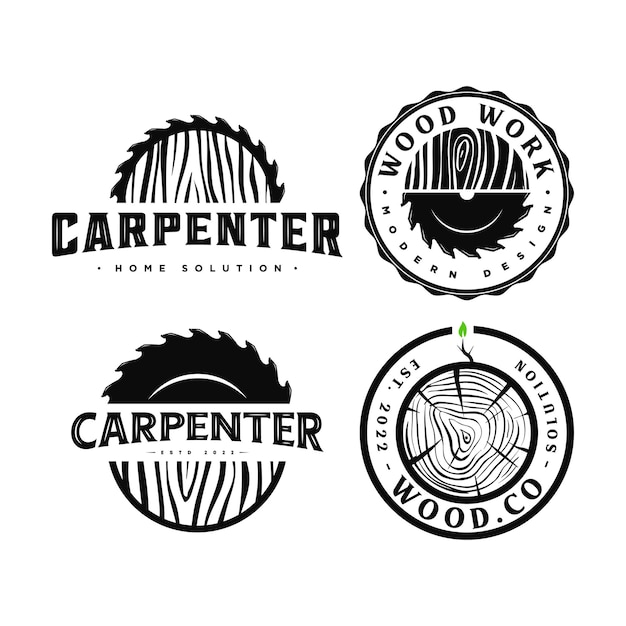 Vector logotipo de carpintero y madera