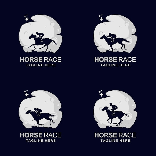 Logotipo de carrera de caballos en la luna