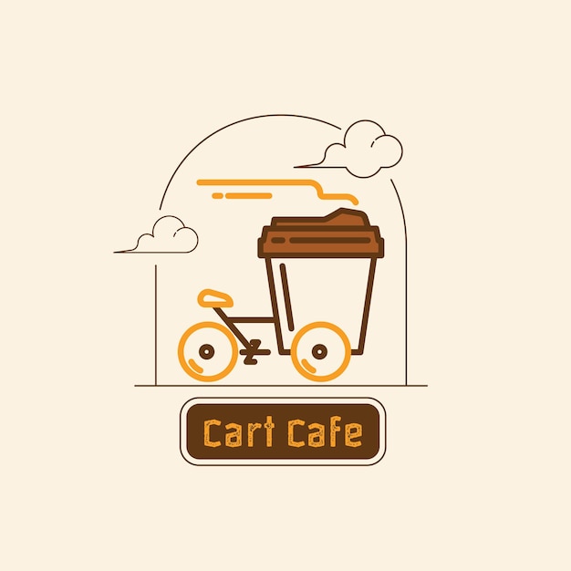 Vector logotipo de carrito de café con taza de café.