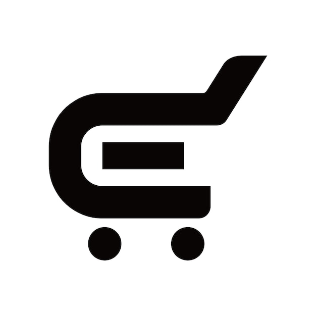 logotipo del carrito de compras con la letra E