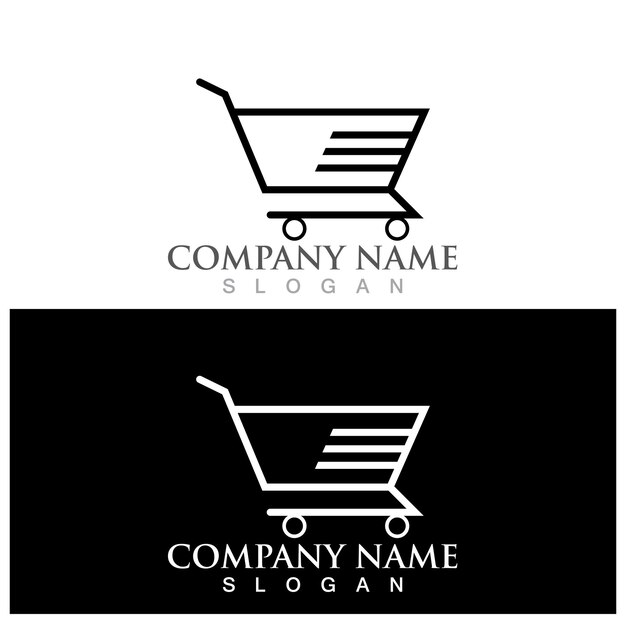 Logotipo de carrito de compras y plantilla vectorial