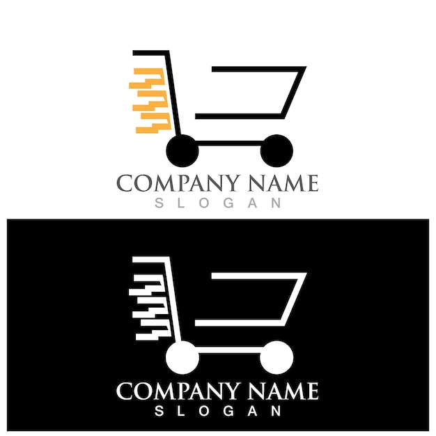Logotipo de carrito de compras y plantilla vectorial