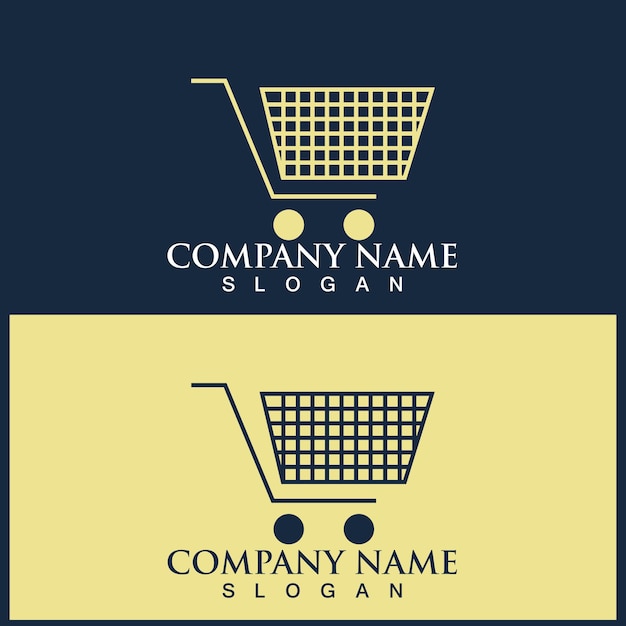 Logotipo de carrito de compras y plantilla vectorial