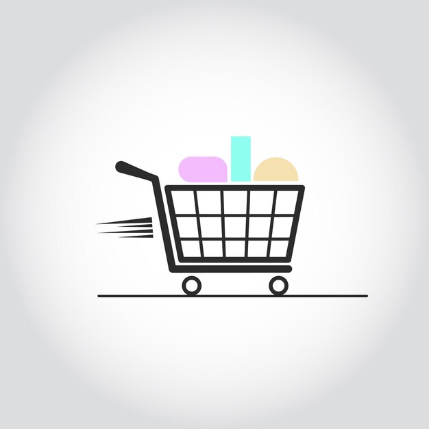Logotipo del carrito de compras para la tienda en línea de comercio electrónico