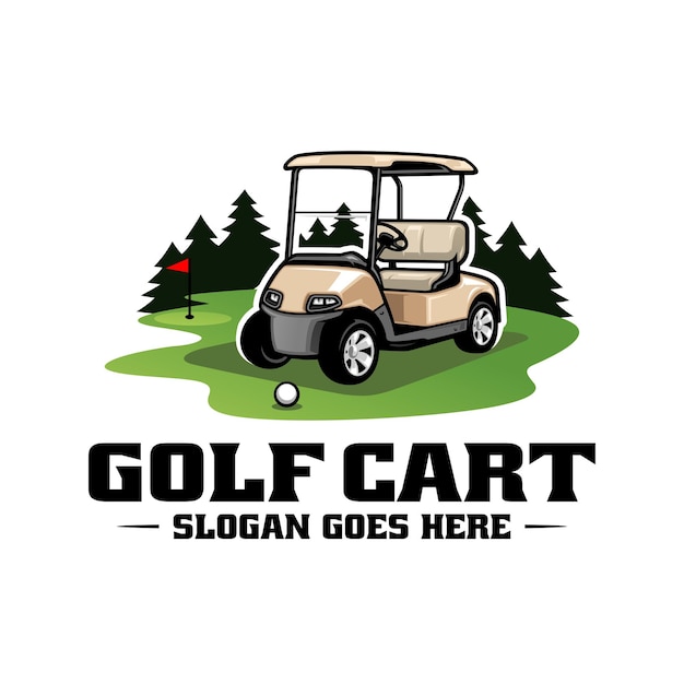 Logotipo de carrito de golf con logotipo de carrito de golf