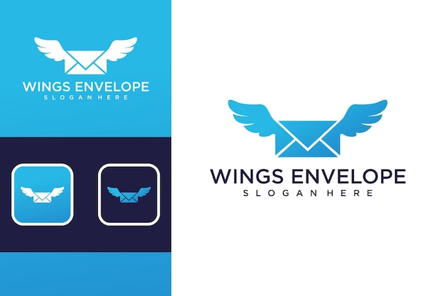logotipo de carta de entrega o sobre con diseño de logotipo de alas