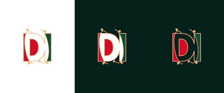Vector logotipo de la carta de identificación creativa de di con concepto floral de belleza de vector premium