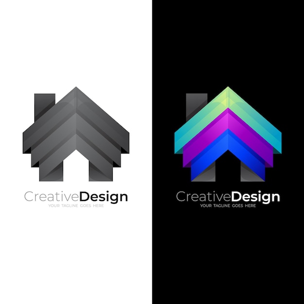 Logotipo de la casa abstracta con plantilla de diseño colorido
