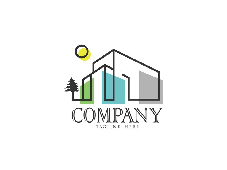 LOGOTIPO DE CASA CON ÁRBOL Y SOL