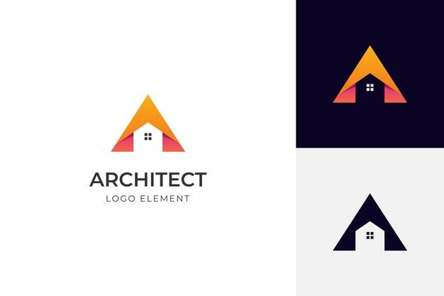 Logotipo de casa de arquitectura de construcción minimalista con vector de icono de regla triangular