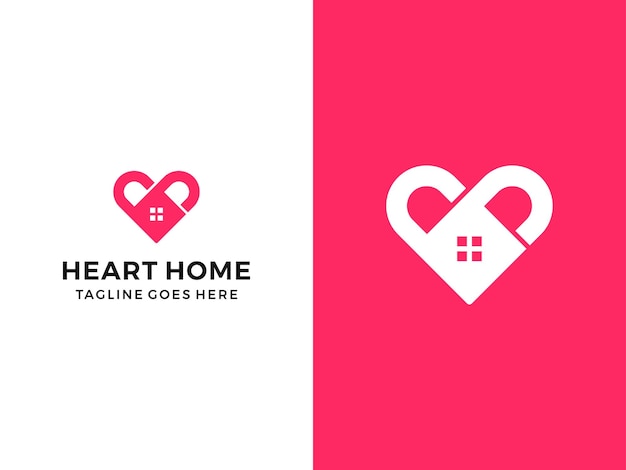 El logotipo de la casa de belleza, el cuidado del hogar, el logotipo de amor, la ilustración vectorial