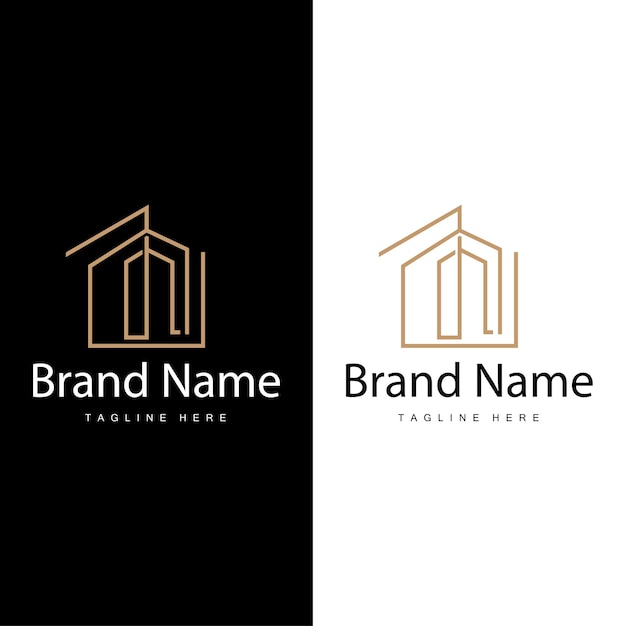 Logotipo de la casa bienes raíces construcción residencial diseño de edificios líneas minimalistas elegantes simples