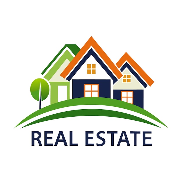 un logotipo de casa para bienes raíces se muestra en un fondo blanco