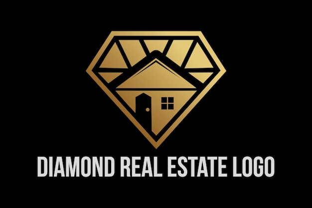 Vector logotipo de casa de casa de diamante de bienes raíces de lujo