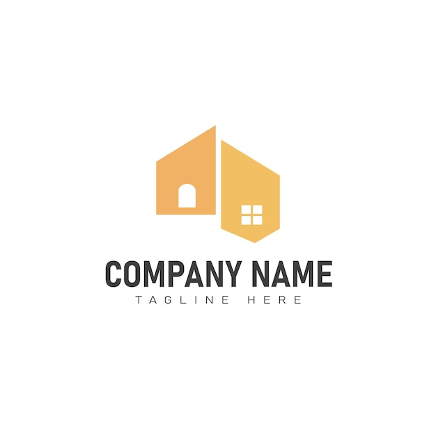 Logotipo de la casa con elementos de dos edificios de diseño moderno uno al lado del otro