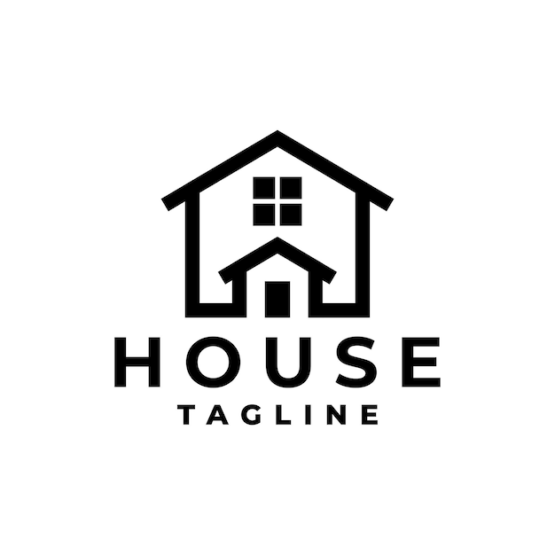 Logotipo de la casa con estilo de arte de línea bueno para la empresa inmobiliaria o cualquier negocio relacionado con la casa