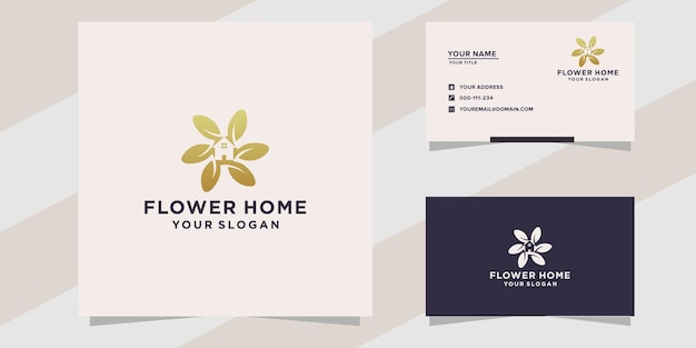 Logotipo de casa de flores y plantilla de tarjeta de visita