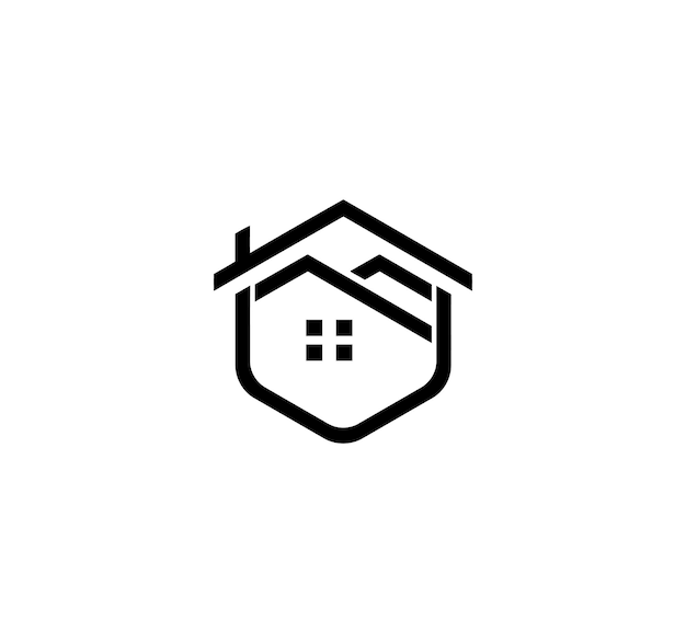 Logotipo de casa en forma de escudo para bienes raíces y seguridad doméstica