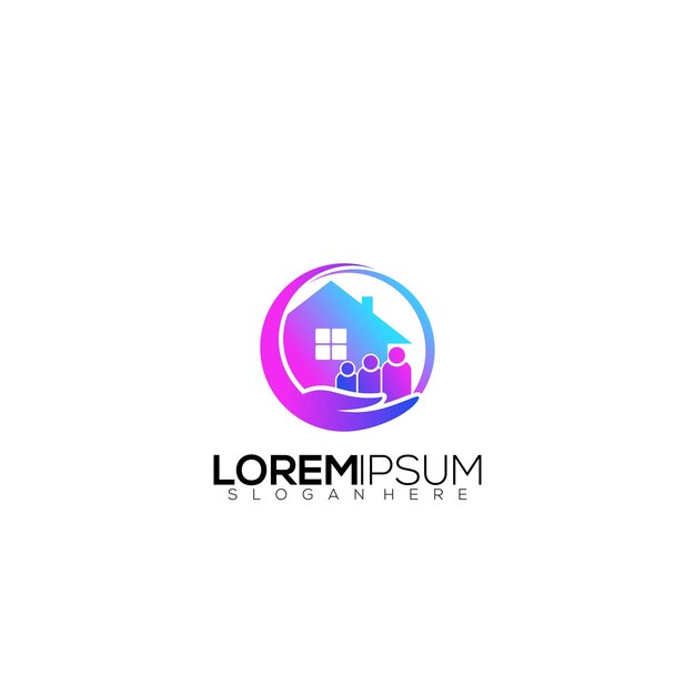 logotipo de la casa en hojas coloridas vector