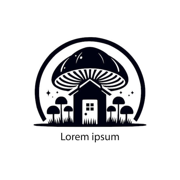El logotipo de la casa de hongos en fondo blanco